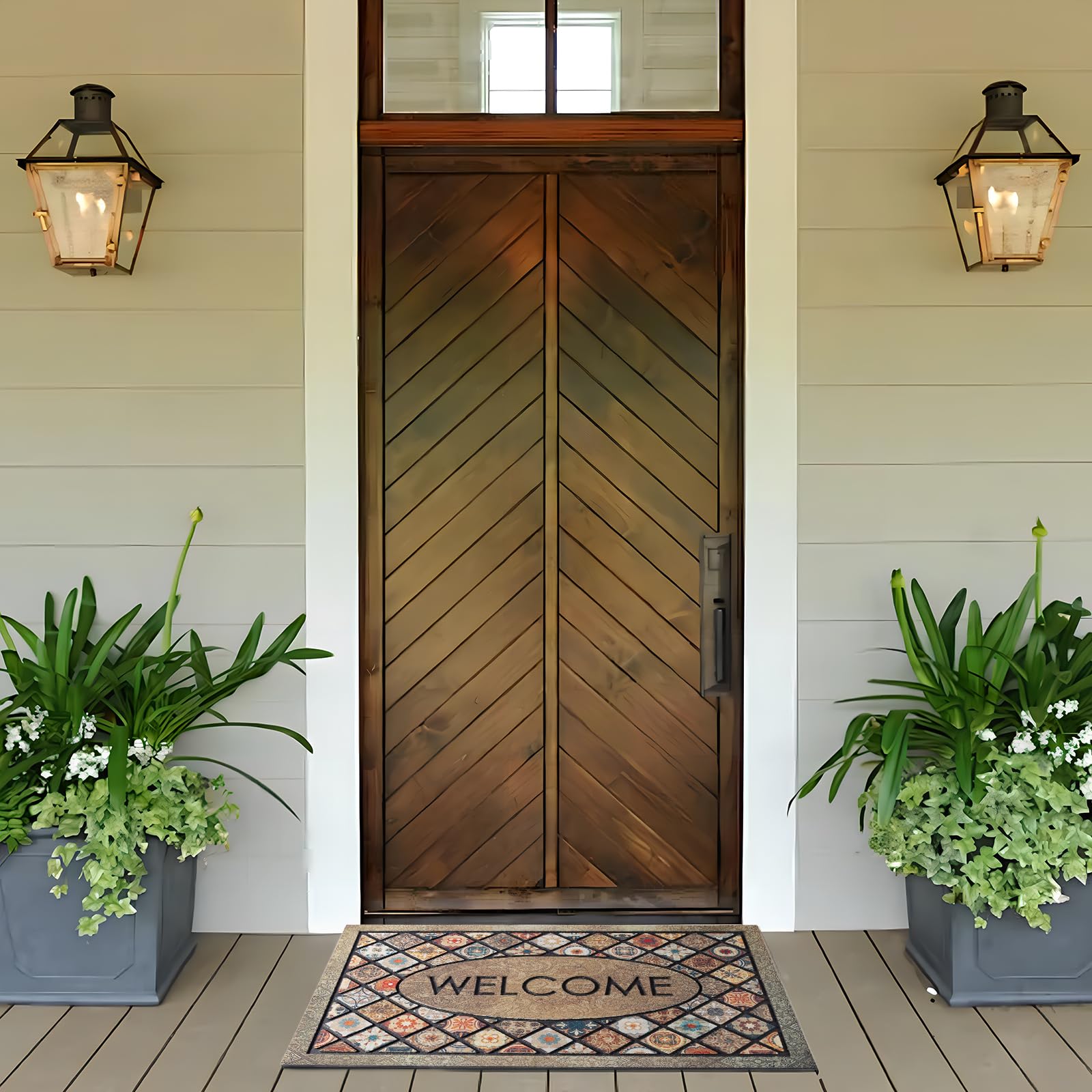 DWKKX door mat with patterned grooves to keep indoor floors clean