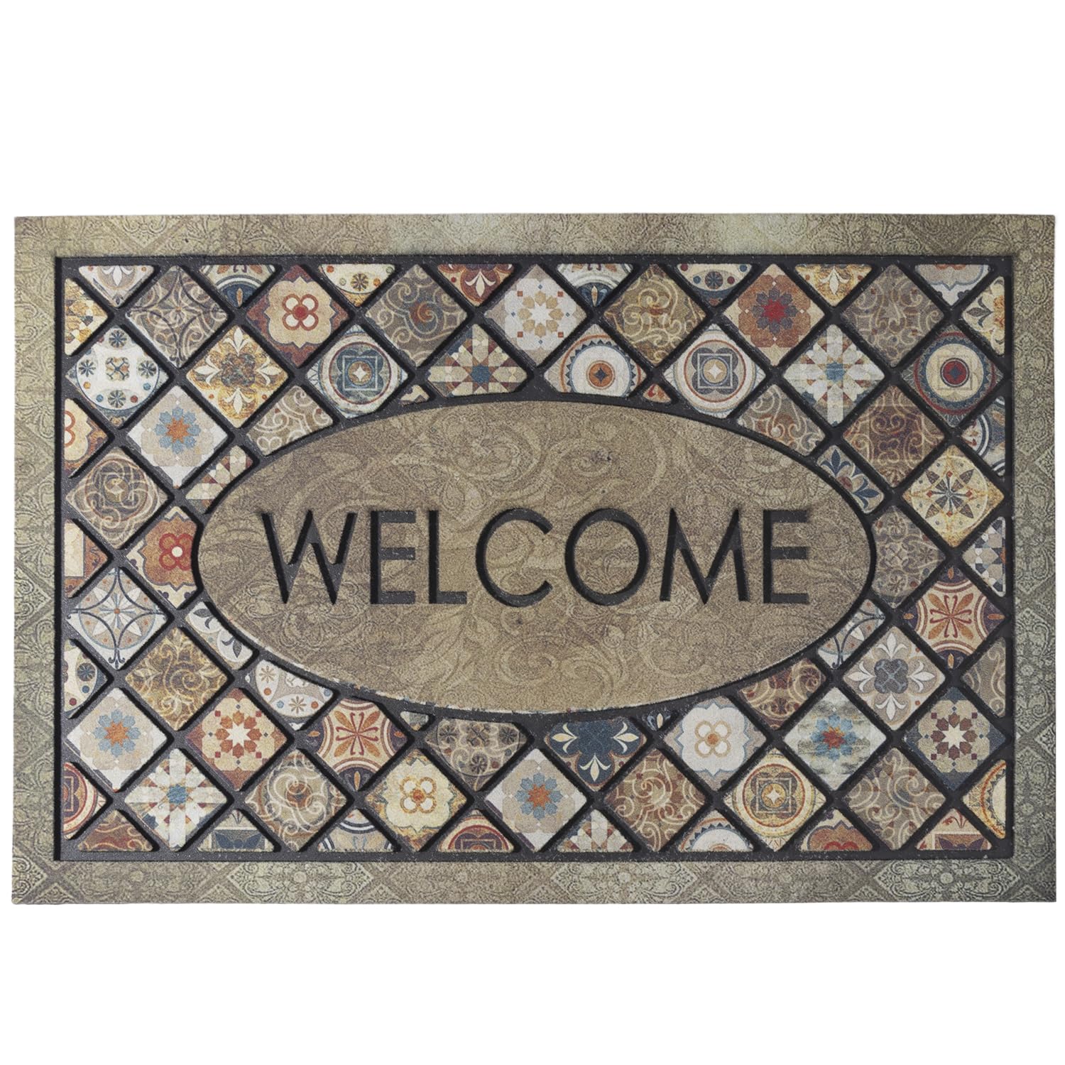 DWKKX welcome door mat 24x36 close-up of rubber texture with non-slip backing