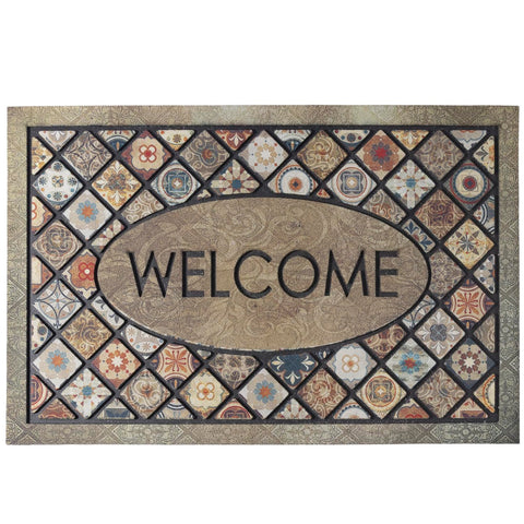 DWKKX welcome door mat 24x36 close-up of rubber texture with non-slip backing