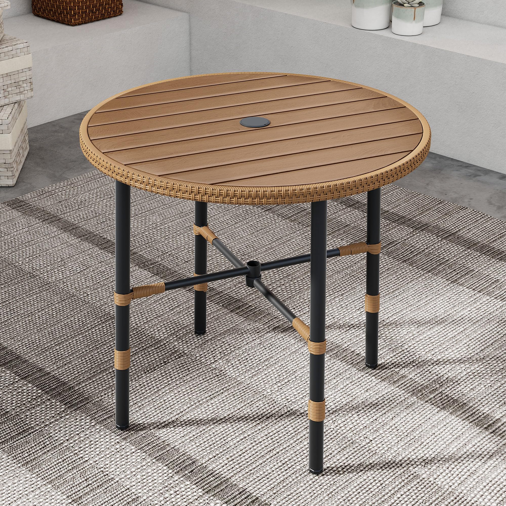 DWVO compact round table seats four for cozy outdoor dinners