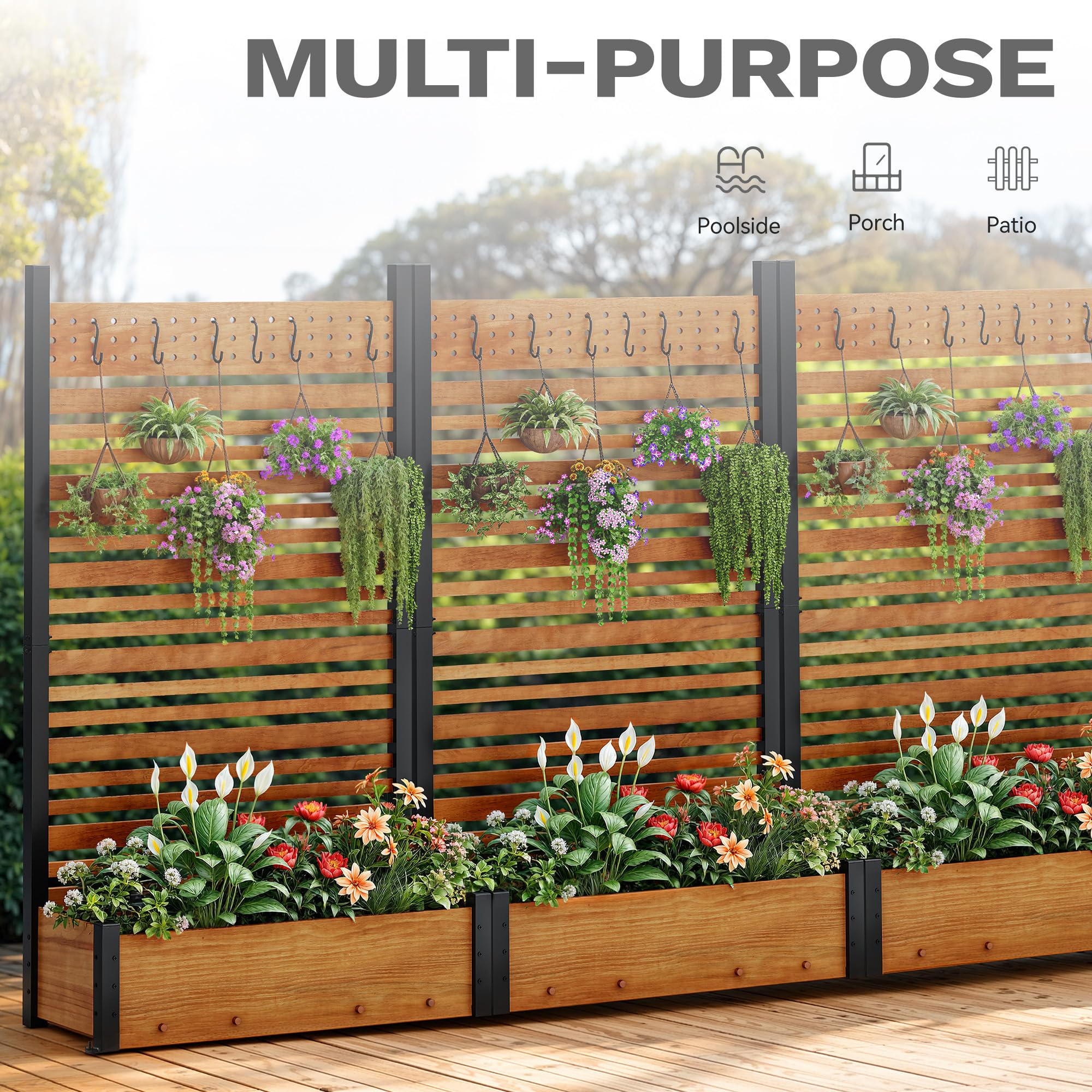 DWVO privacy screen with 6.7-inch ground stakes for quick setup