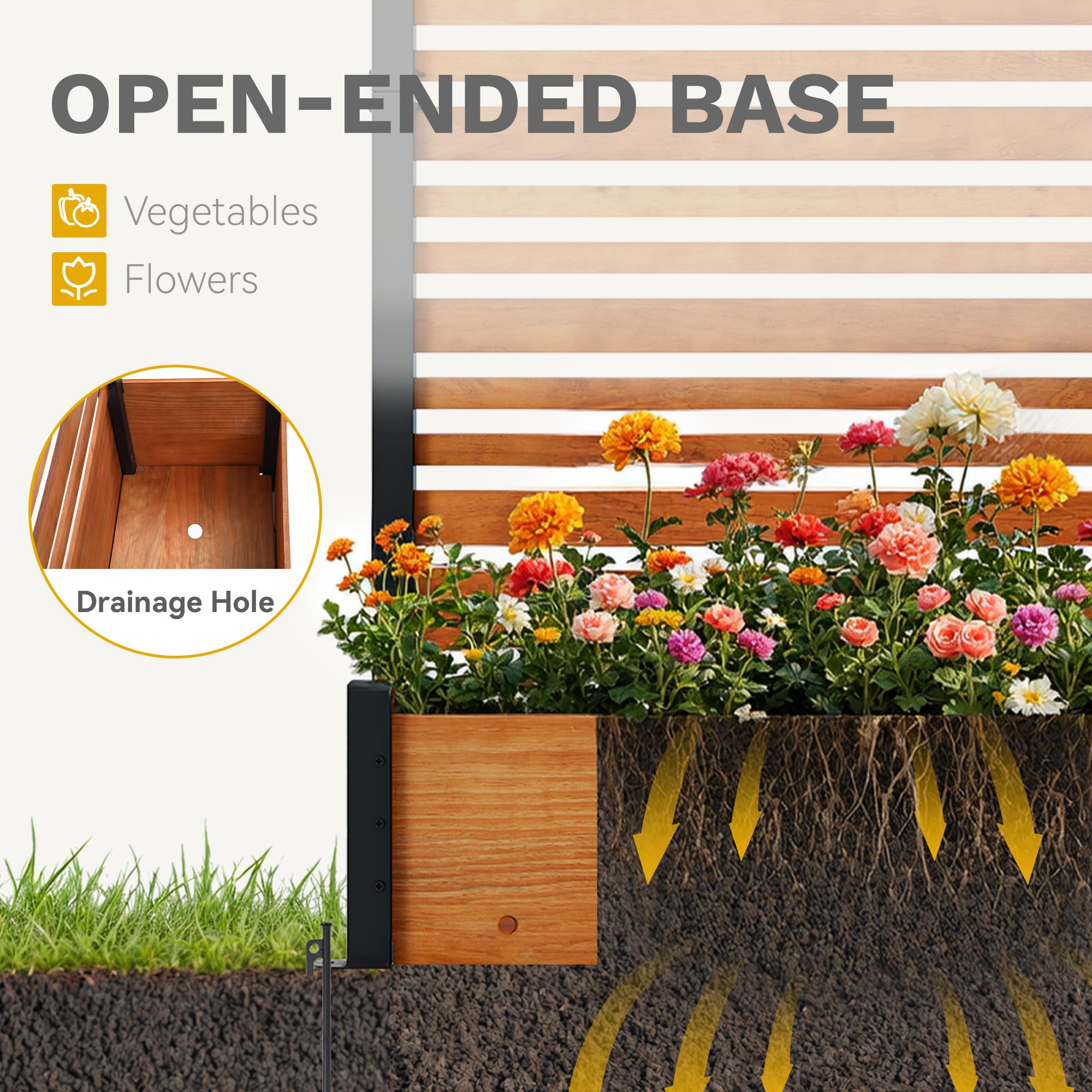 DWVO naturally corrosion-resistant wood fence blends with garden