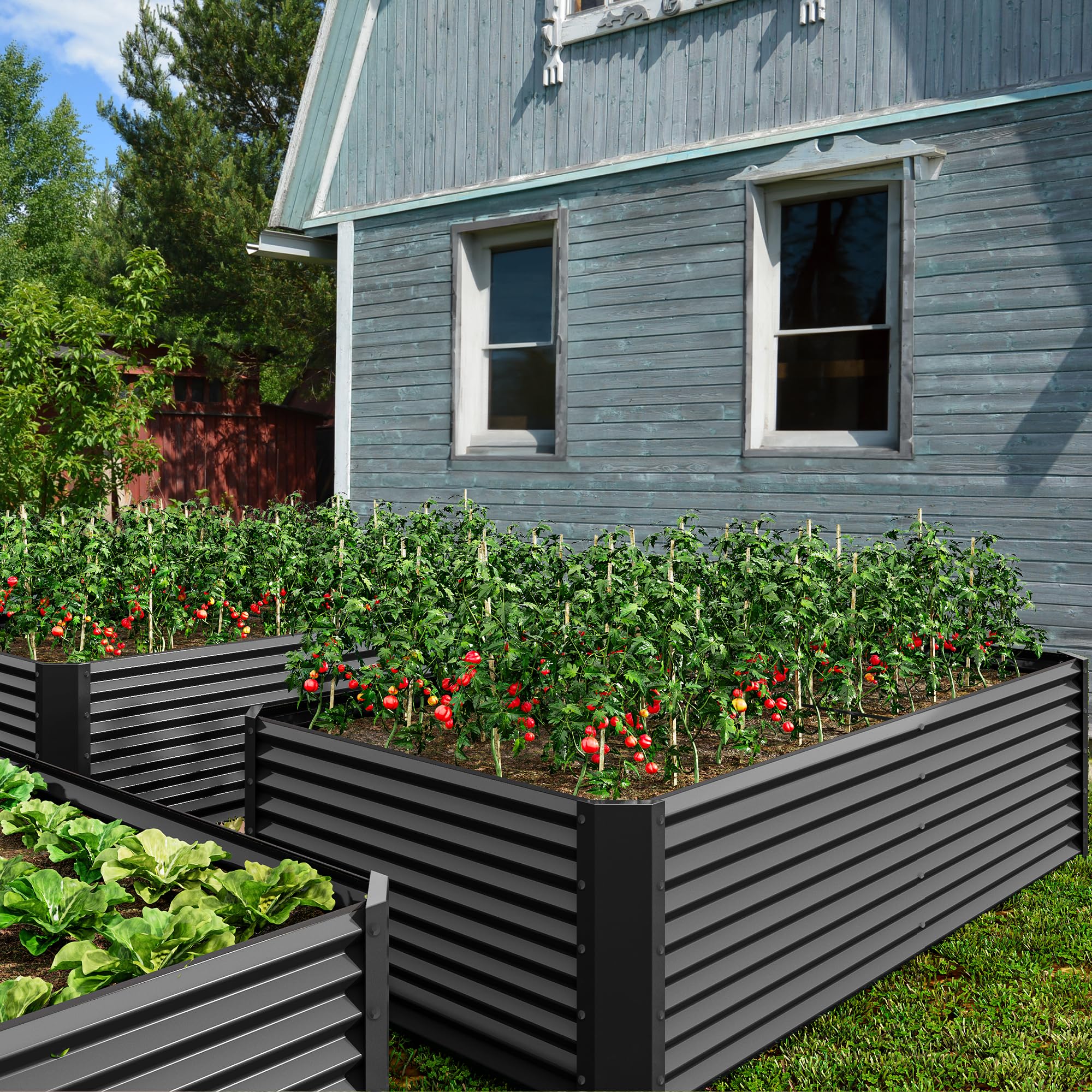 DWVO outdoor galvanized flower bed provides durable, weather-resistant framing for long-term use.