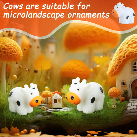 DWWPOO adorable resin cow figurines for dollhouses and displays.