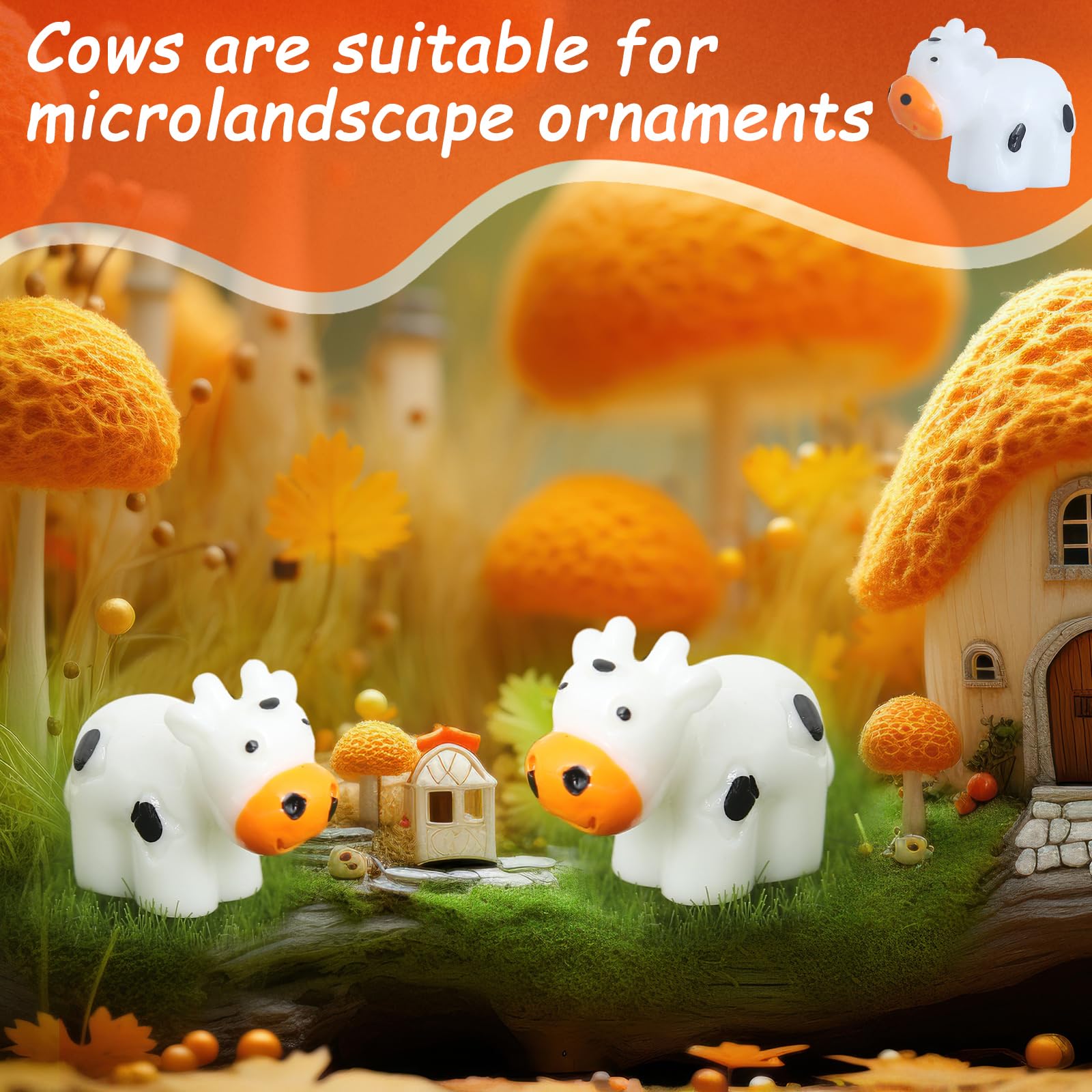 DWWPOO mini resin cows add charm to outdoor moss gardens and plant displays