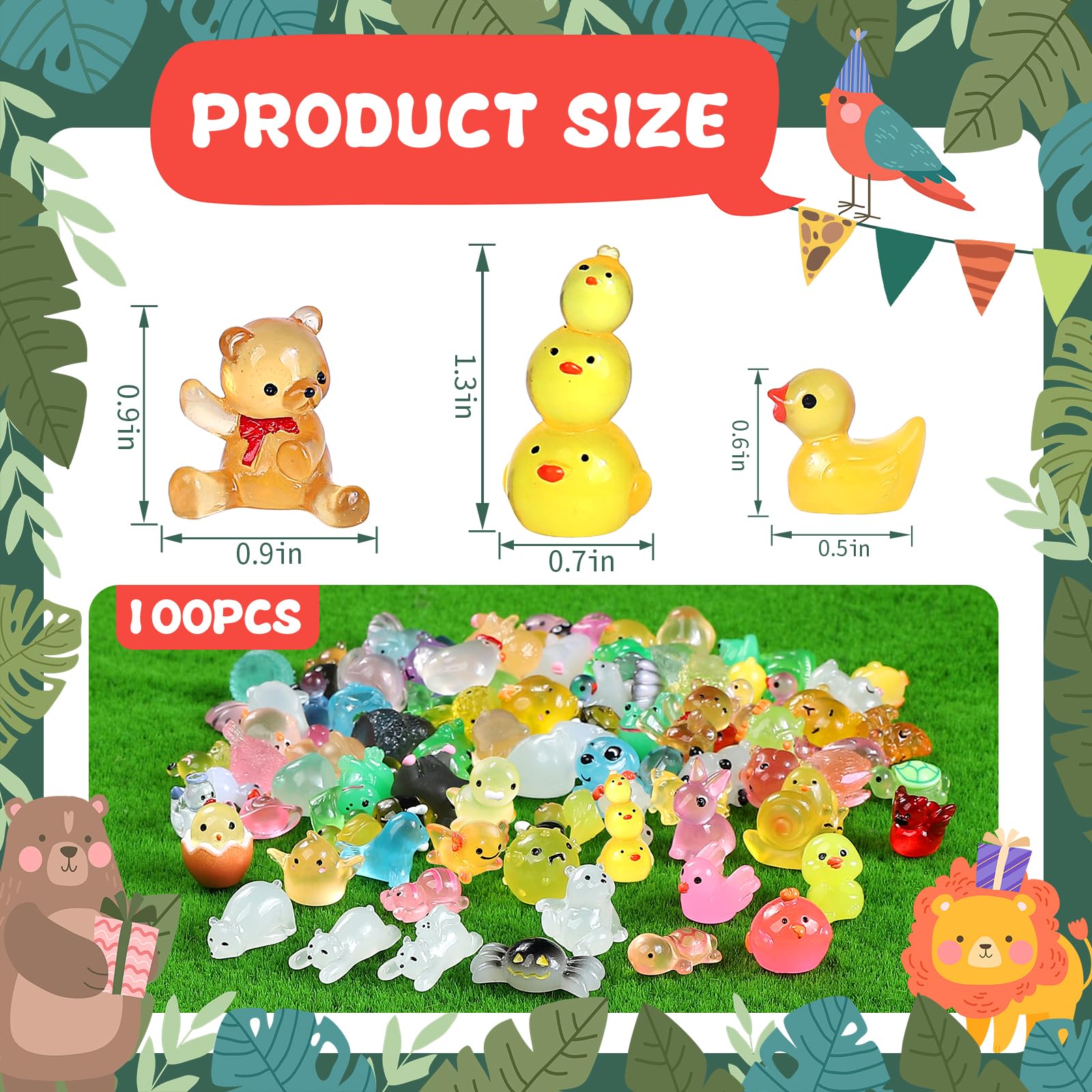 DWWPOO glow mini duck resin figure for slime charms and displays.
