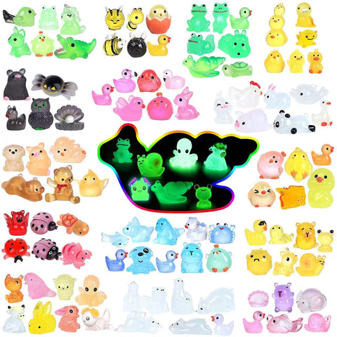 DWWPOO glow mini rabbit resin figure for fairy garden decor and play.