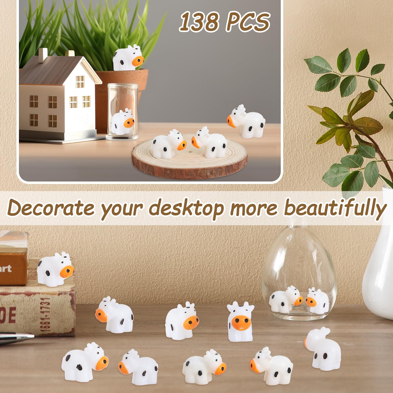 DWWPOO little cows for terrarium or dollhouse scenes and crafts