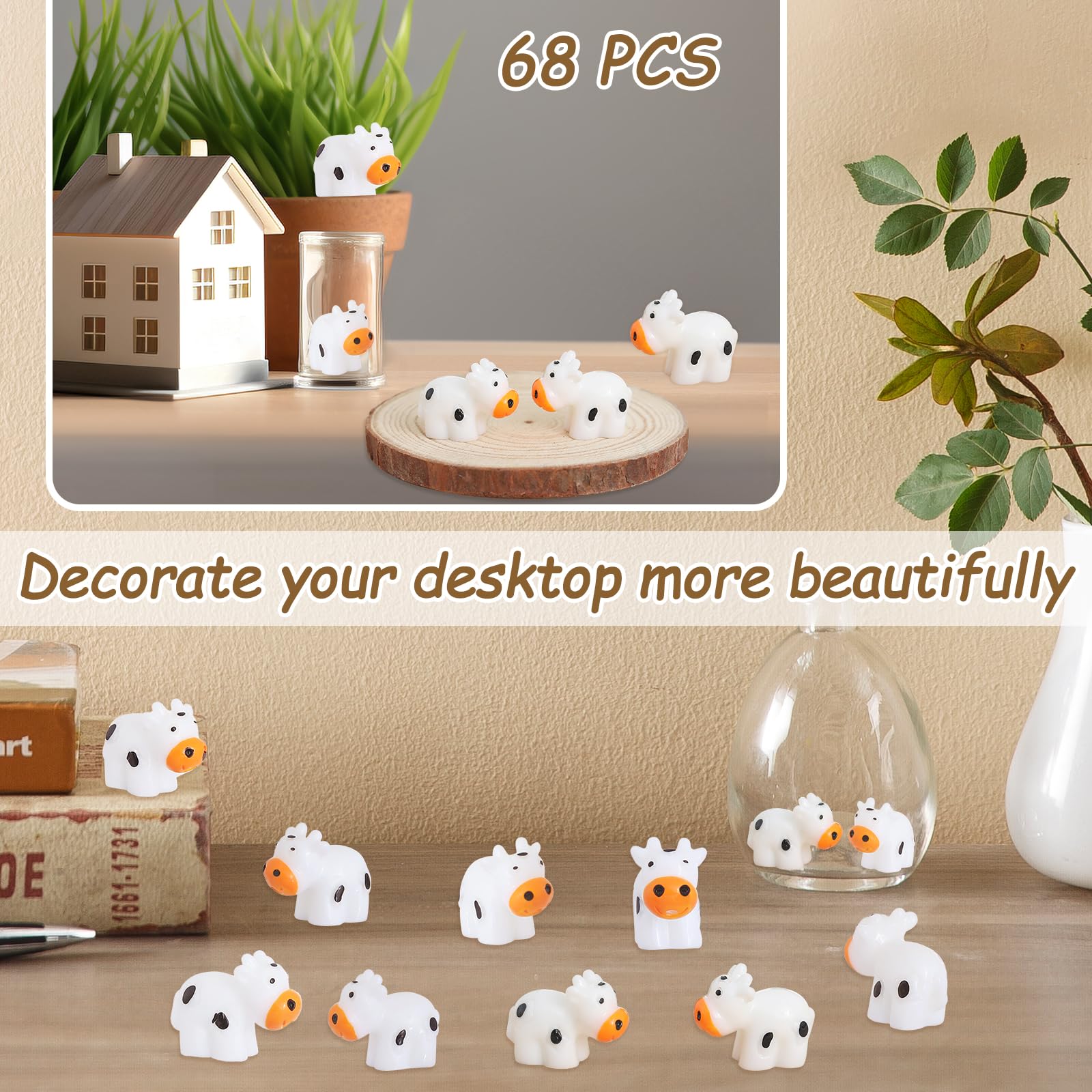 DWWPOO mini cows moss garden ornament brightening outdoor fairy landscapes.