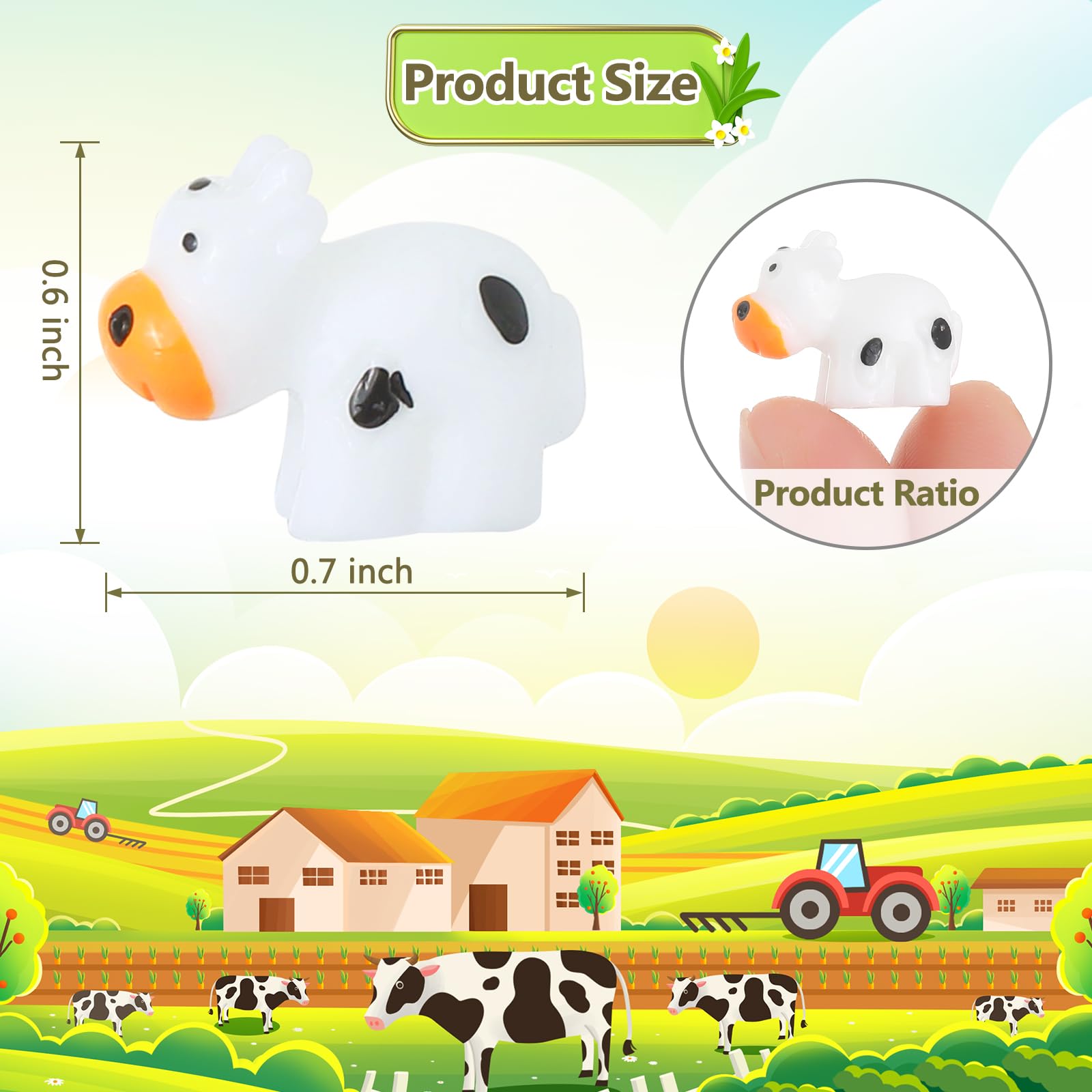 DWWPOO mini resin cows with vivid coloring ideal for terrariums and crafts.