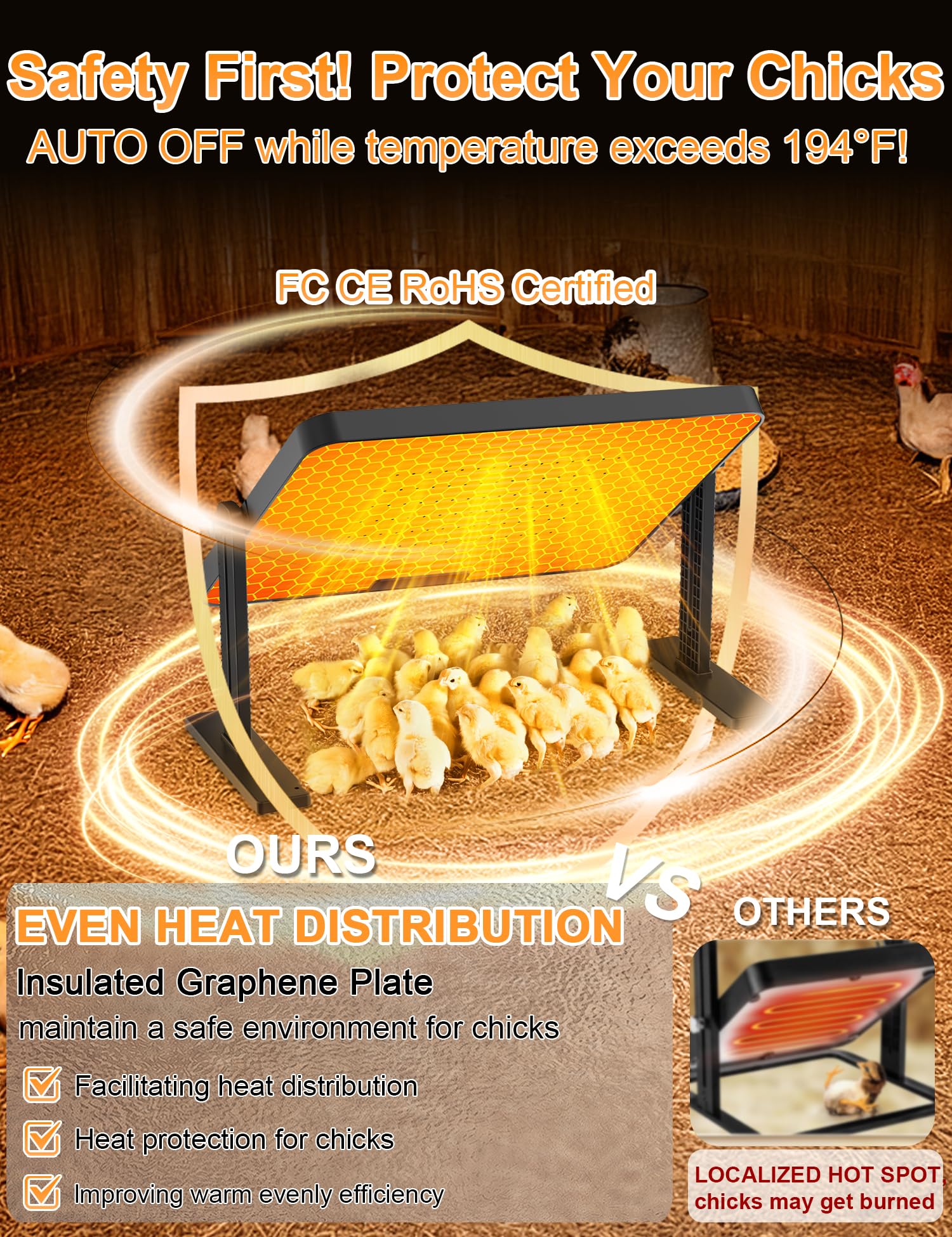 DXHAOSTET adjustable height and 360° angle to follow growing chicks.