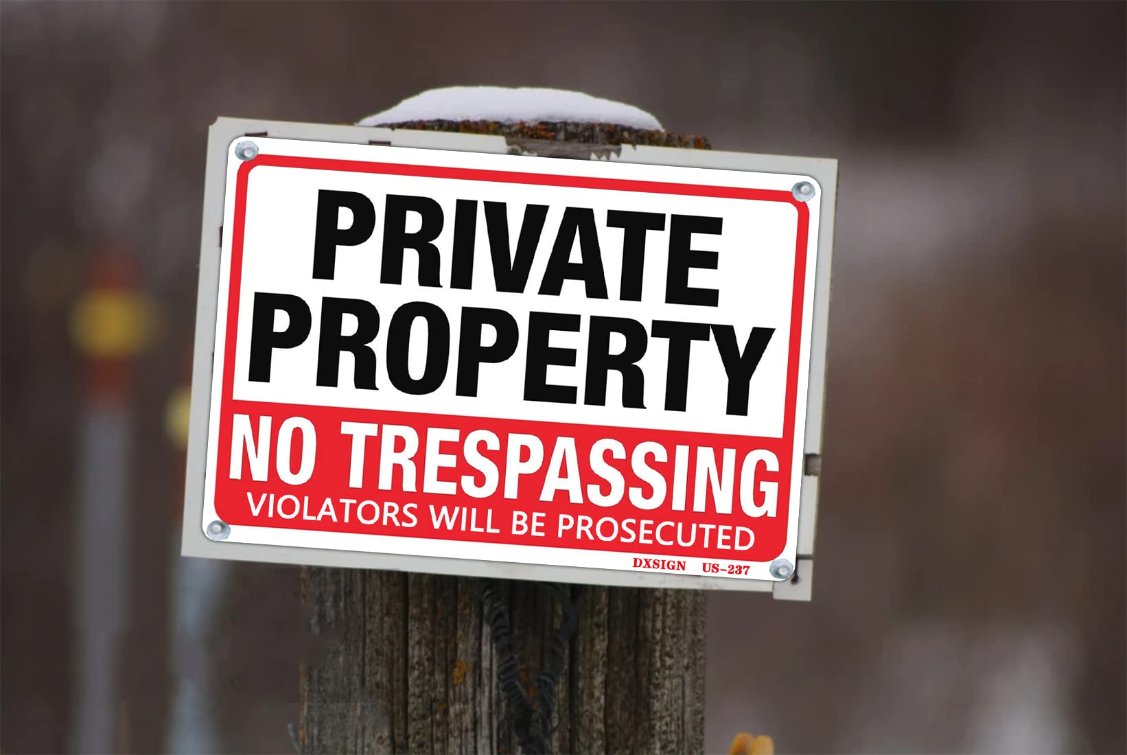 DXSIGN aluminum no trespassing sign durable material and graffiti-cleanable finish