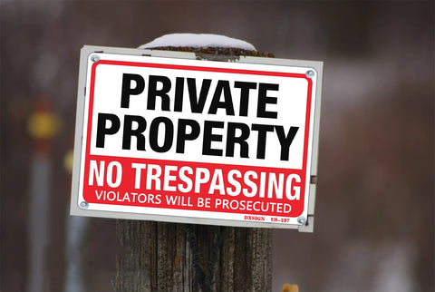 DXSIGN aluminum no trespassing sign durable material and graffiti-cleanable finish