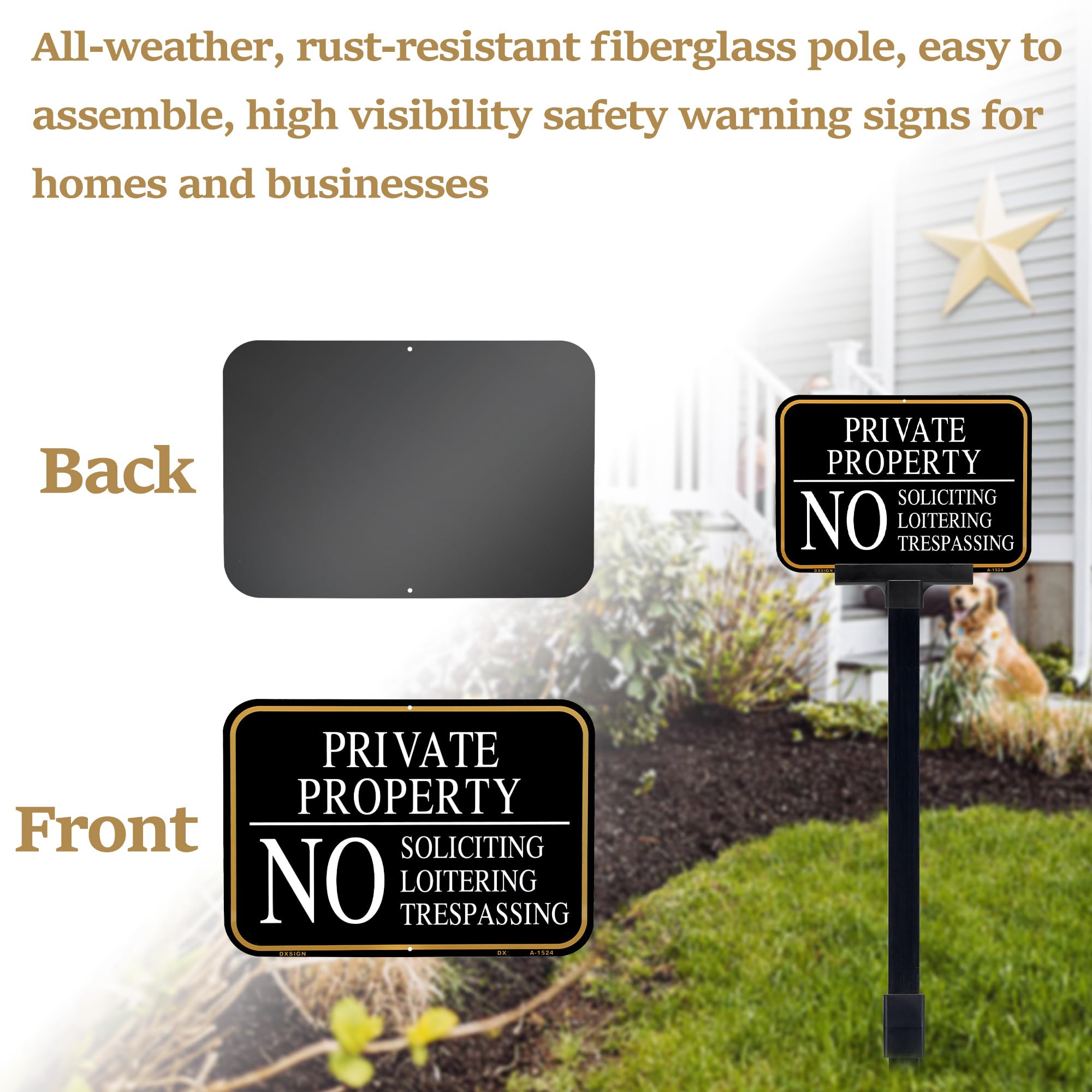 DXSIGN detachable fiberglass pole adds sturdy, weather-resistant support.