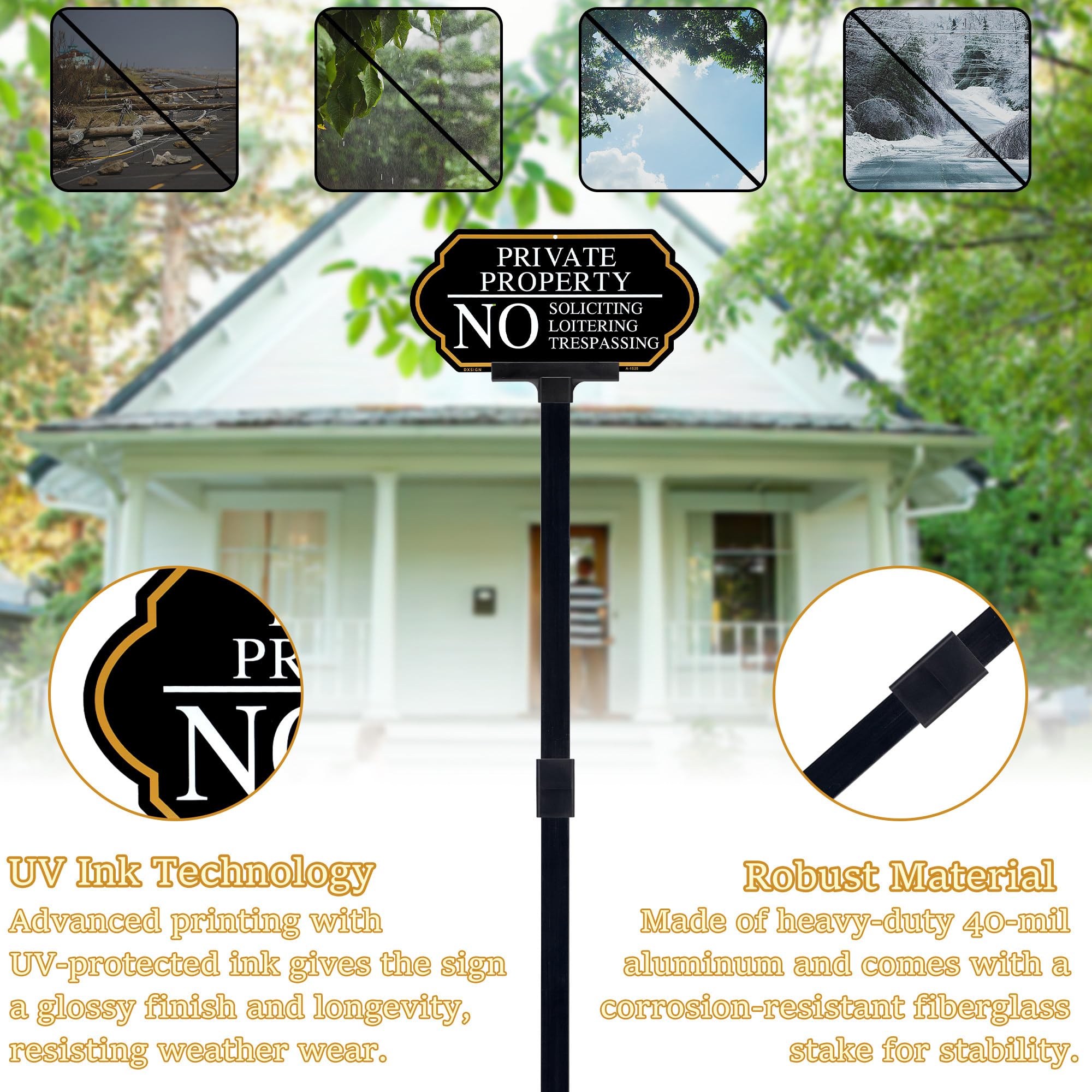 DXSIGN weatherproof two-pack enhances curb appeal while marking property boundaries.