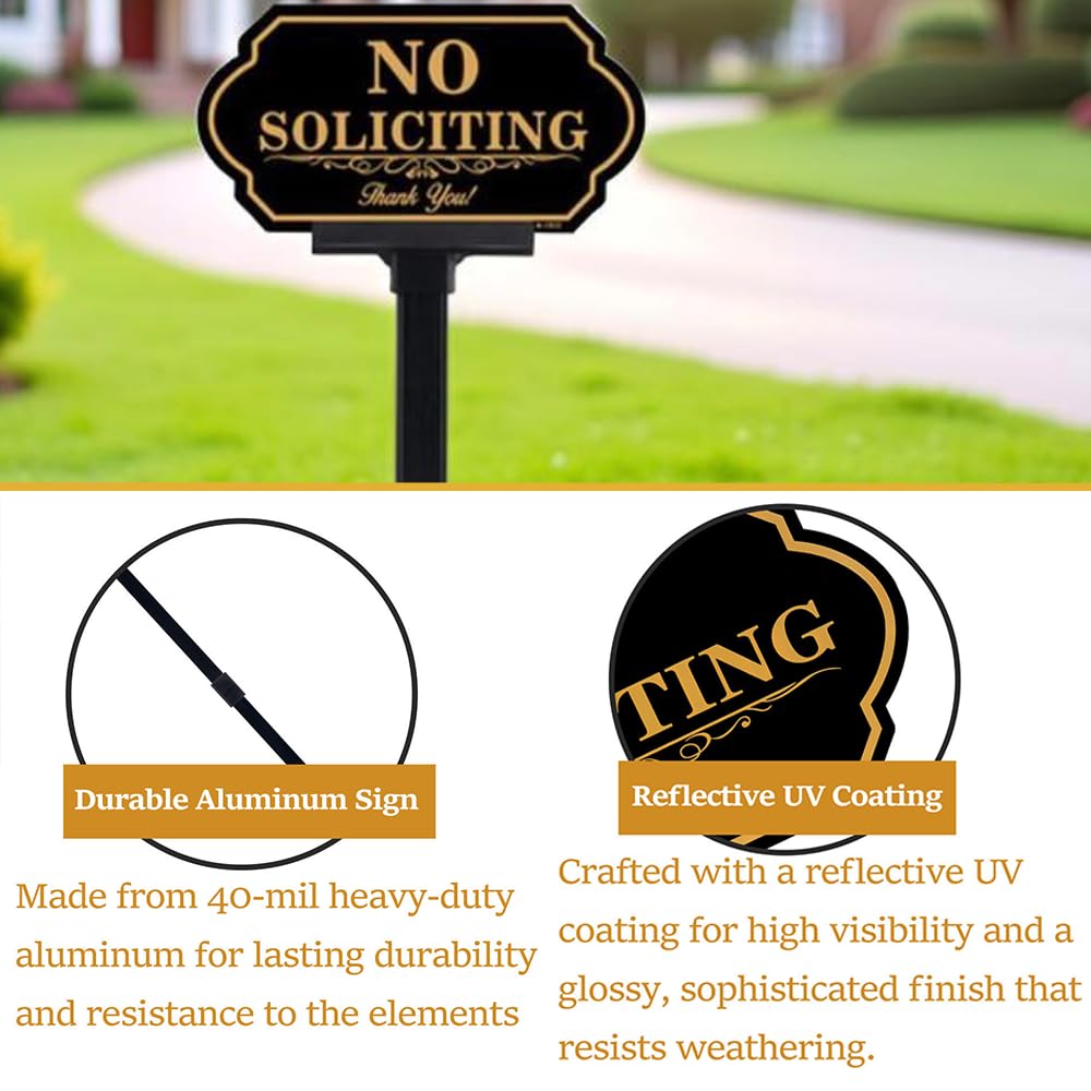 DXSIGN No Soliciting 40-mil aluminum construction withstands weather.