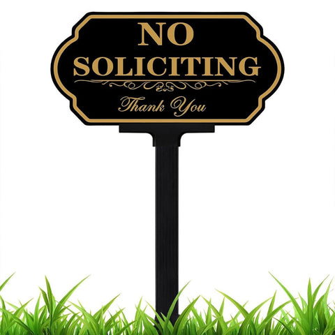 DXSIGN no-soliciting front door sign 14x7 inches for polite boundary setting.