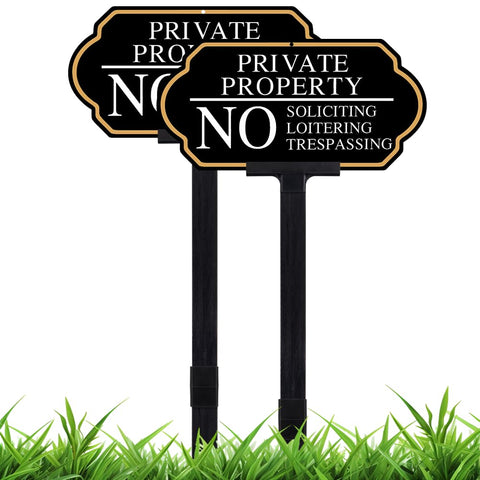 DXSIGN no-soliciting sign in elegant black helps privacy in driveways.
