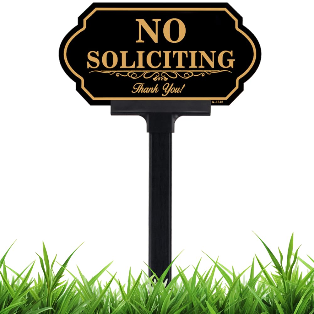 DXSIGN No Soliciting front door sign, 12x5 inches, weatherproof and clear