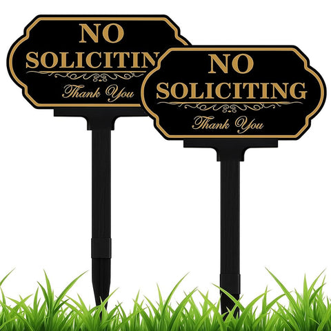 DXSIGN No Soliciting sign front door with stake, quick assembly and curb appeal.