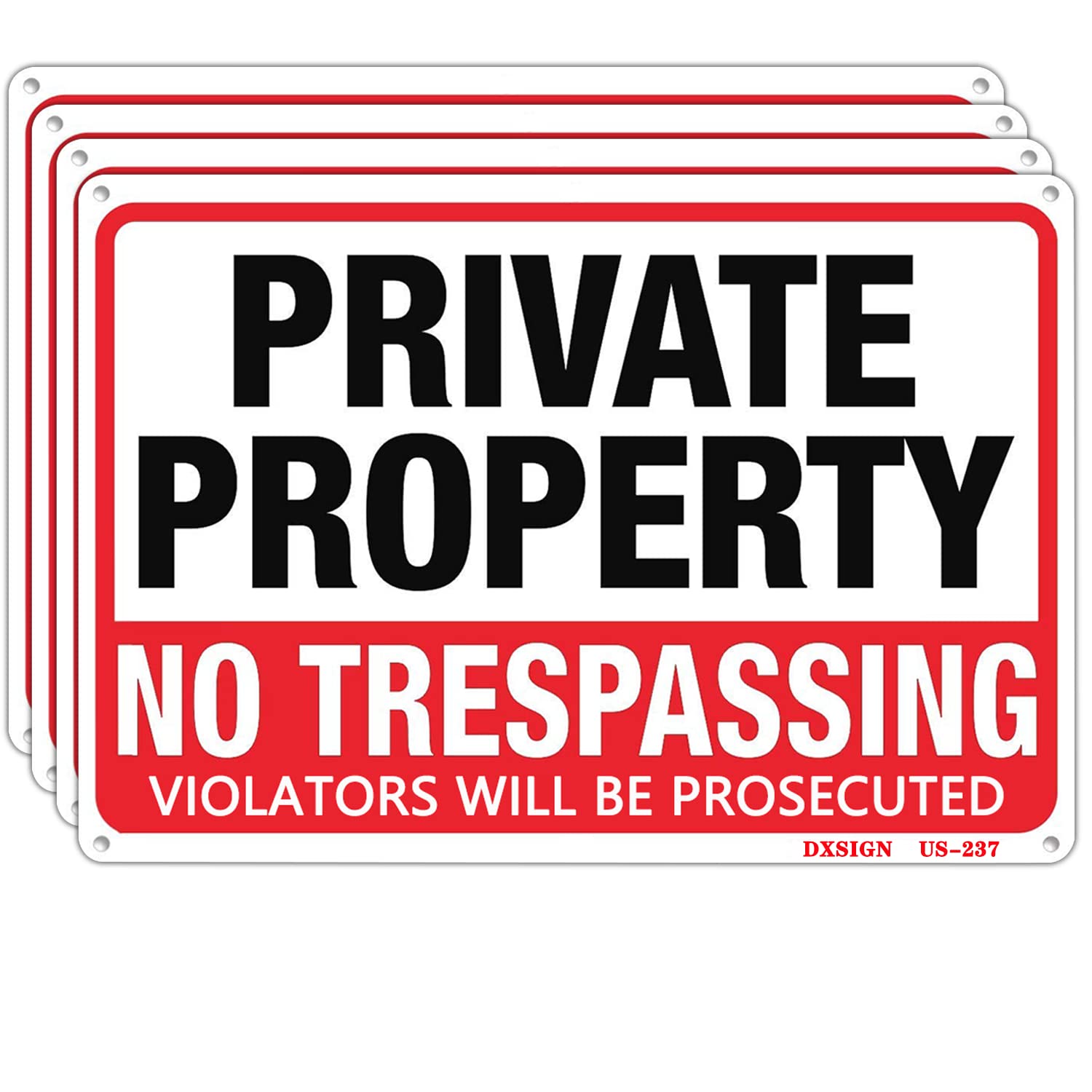 DXSIGN private property no trespassing sign 10x14 front view for outdoor durability