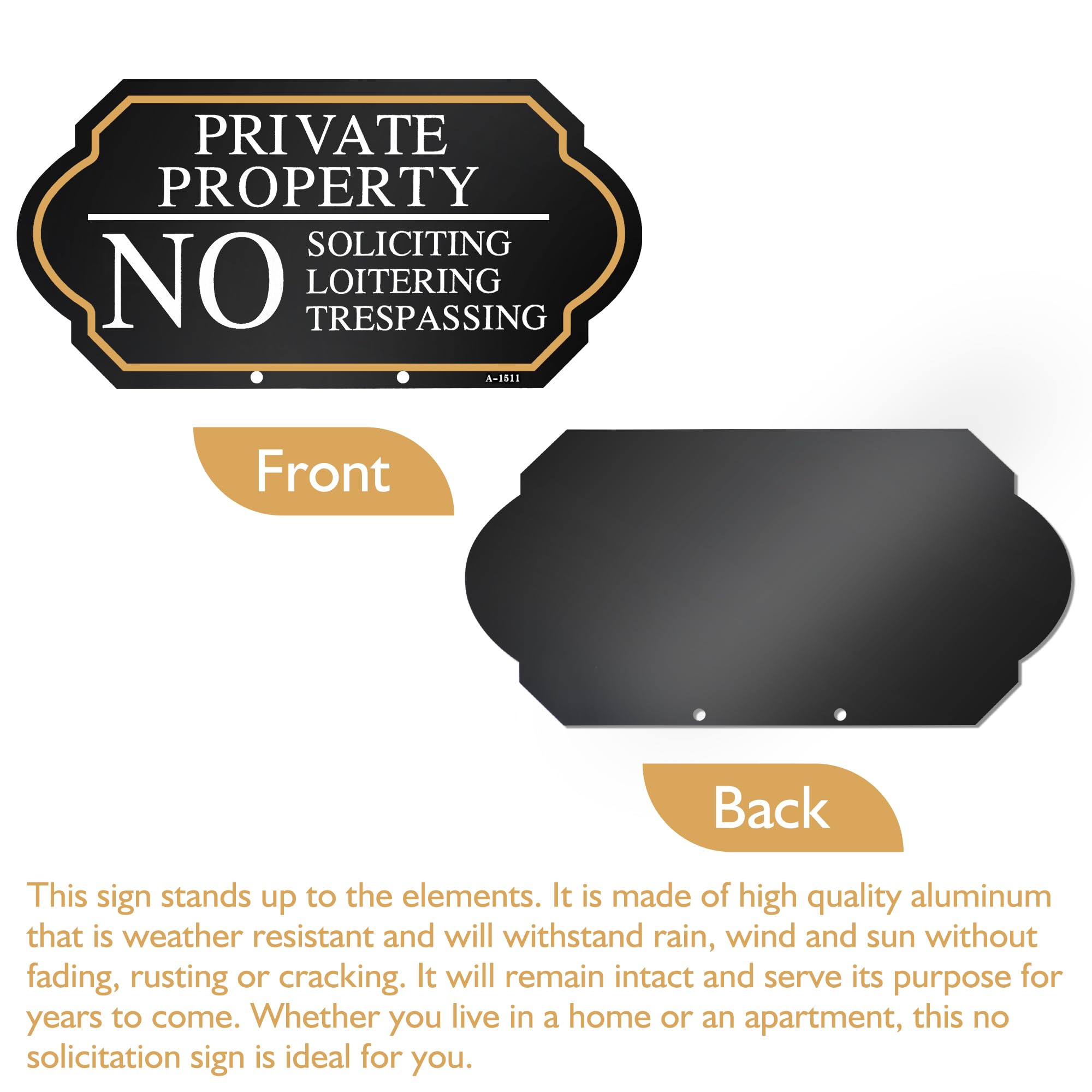 DXSIGN versatile no soliciting sign suitable for home and commercial spaces.