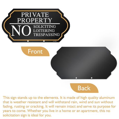 DXSIGN versatile no soliciting sign suitable for home and commercial spaces.