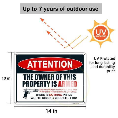 Dxsigns armed warning sign clearly communicates risk to deter trespassers.