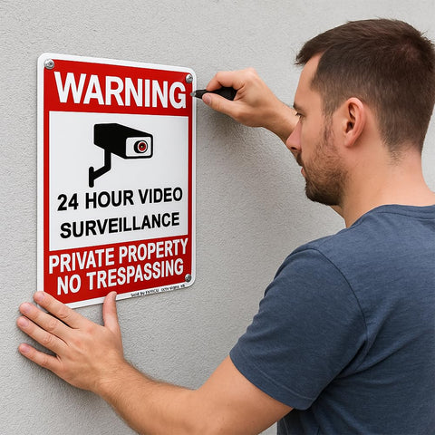 Dxyizus 24hr video surveillance sign 10x14 alerts visitors at a distance.