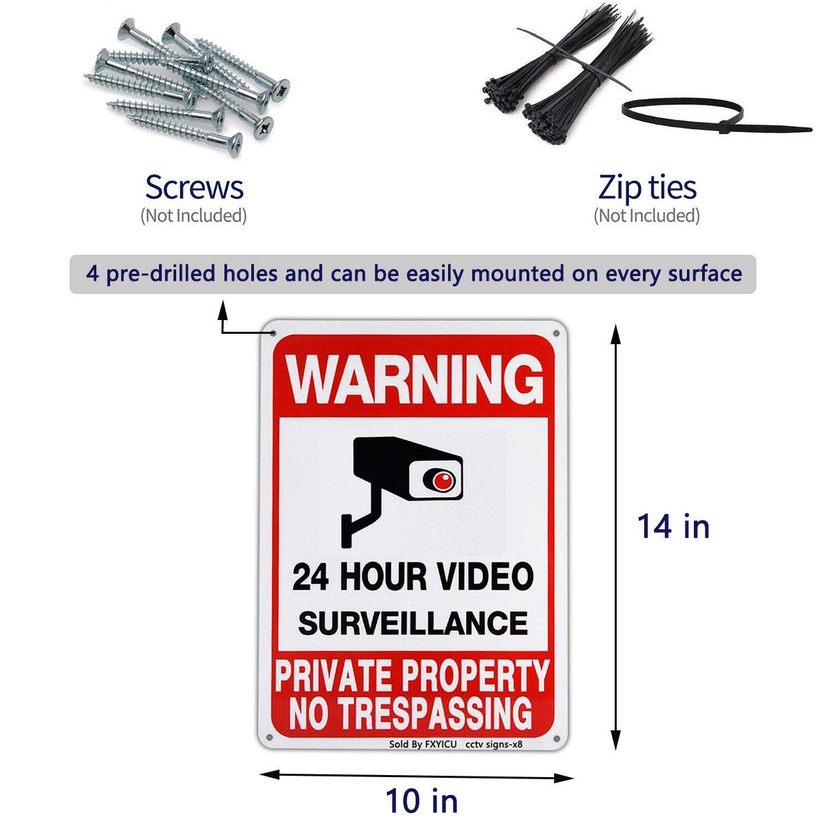 Dxyizus four-pack sign set ensures consistent signage across entrances.
