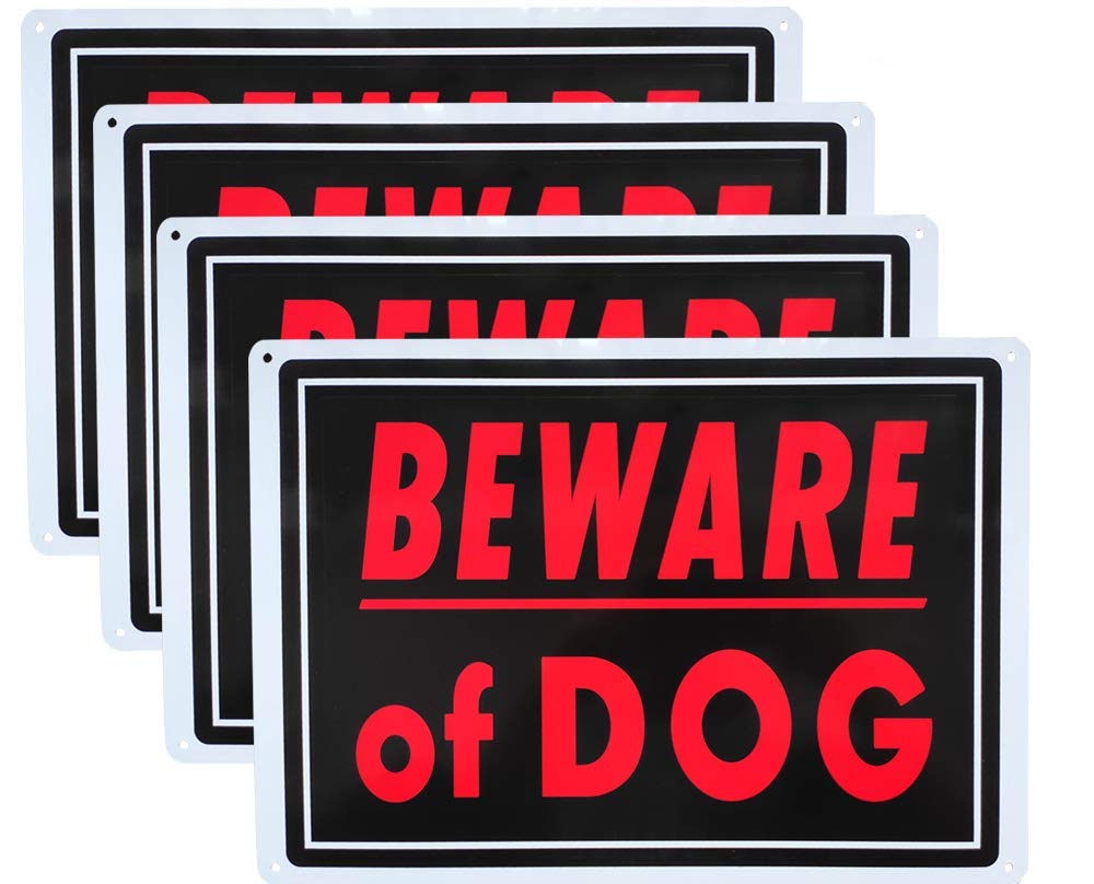 Dxyizus Beware of Dog sign with 14x10 inch black and white design for high visibility