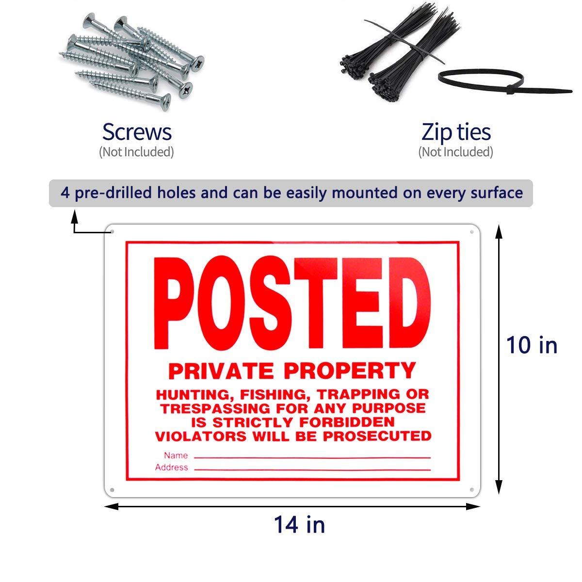 Dxyizus Signs blue, black and white design provides high-contrast visibility.