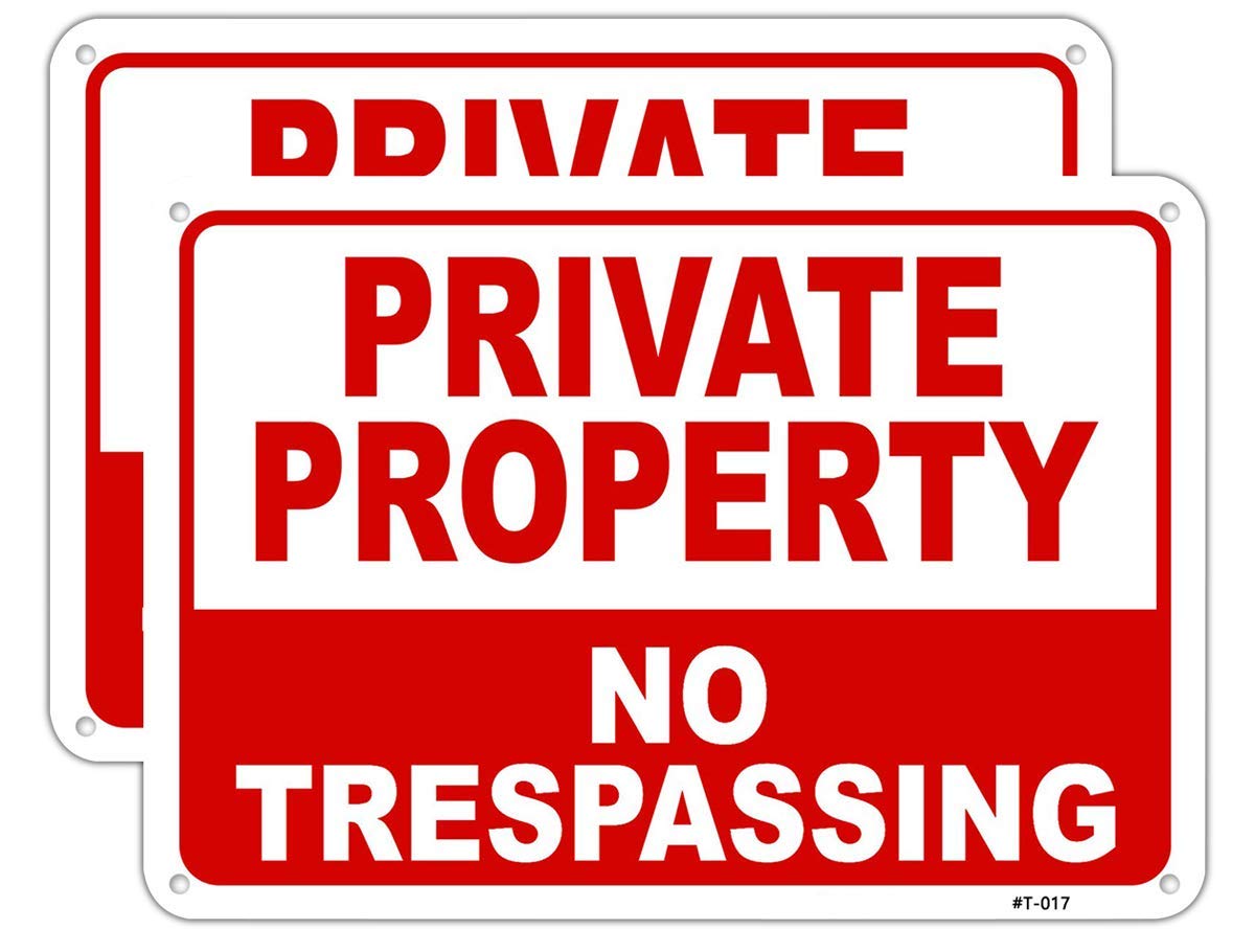 Dxyizus Signs large No Trespassing sign on 10x14 aluminum, highly visible at the front gate.
