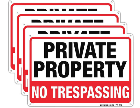 Dxyizus Signs large No Trespassing sign on metal for clear private property protection.