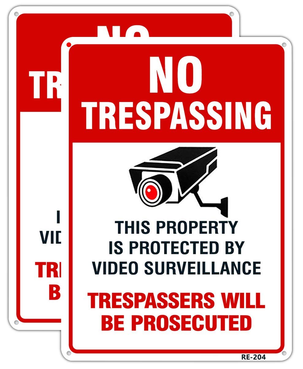 Dxyizus Signs no trespassing metal sign outdoor with camera icon and boundary deterrence