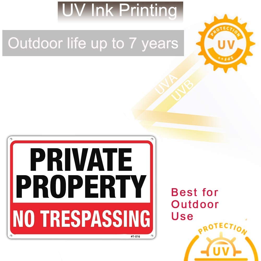 Dxyizus Signs vivid red-and-white design draws attention to private property.