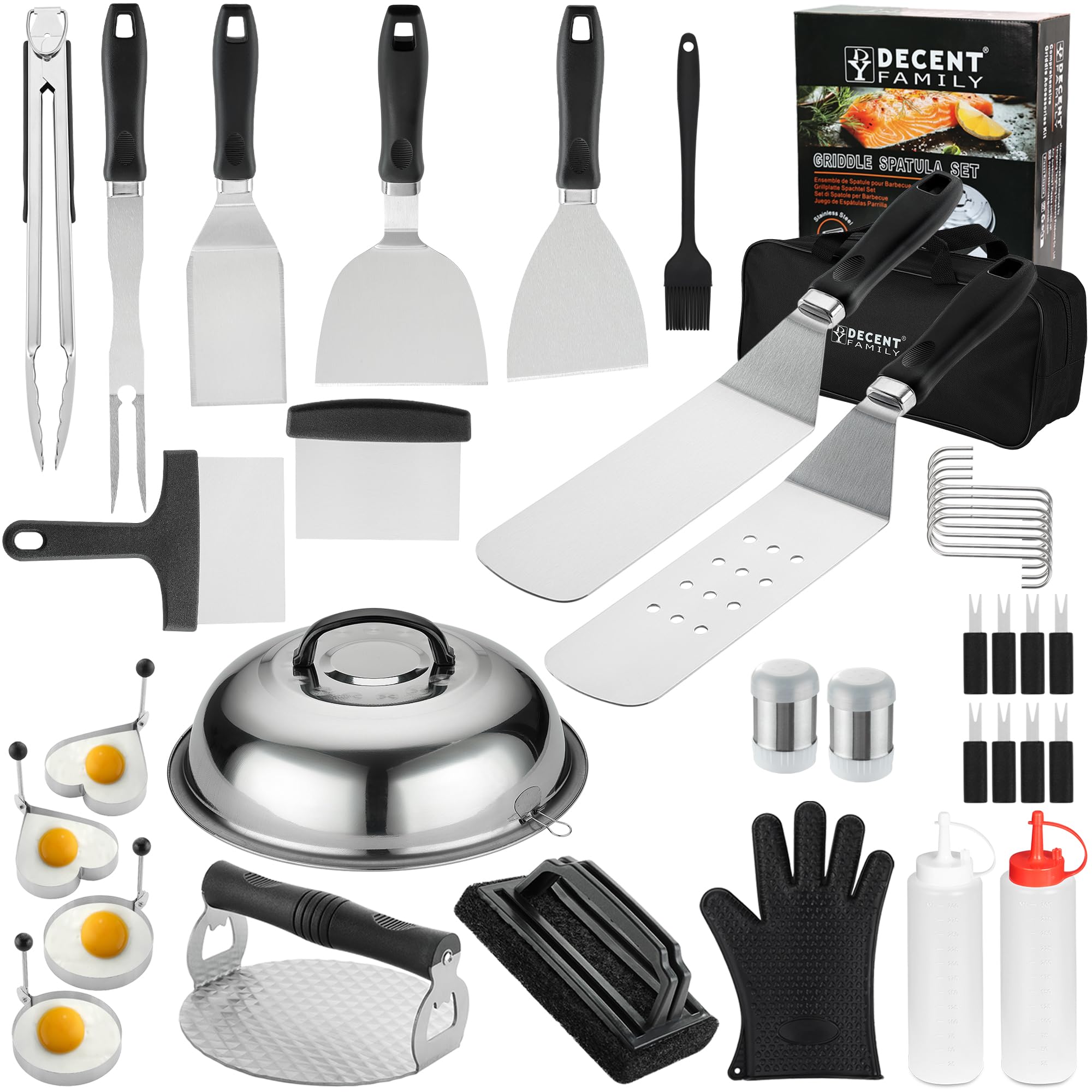 DY DECENT FAMILY griddle spatula set improves control while flipping on outdoor grills.