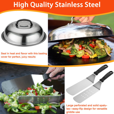 Ergonomic, heat-resistant handles enable precise flip control