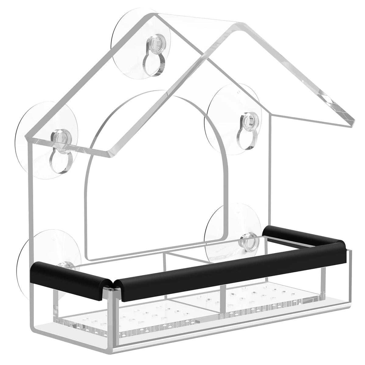 DY-SKTY clear window bird feeder with suction cups for mess-free birdwatching.