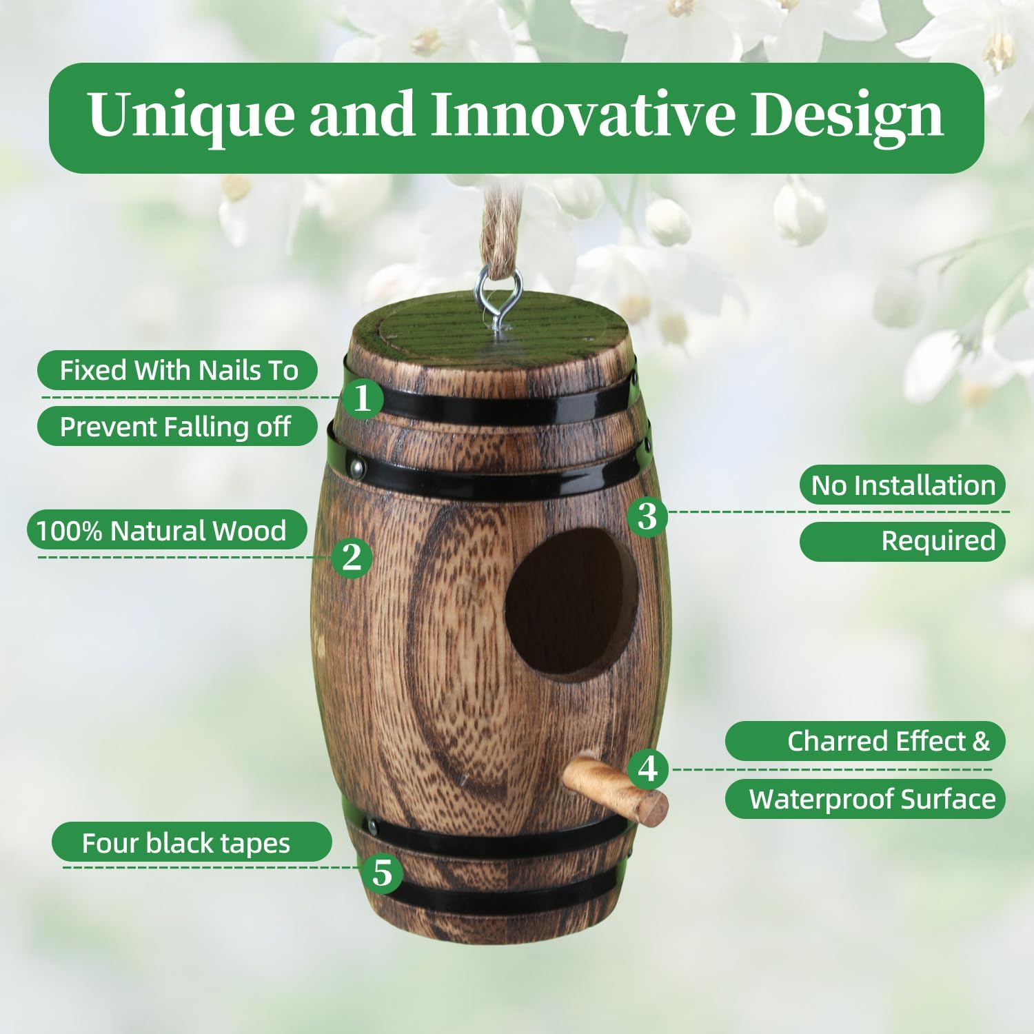 DY-SKTY hanging-pole attachment enables secure placement on walls or trees.