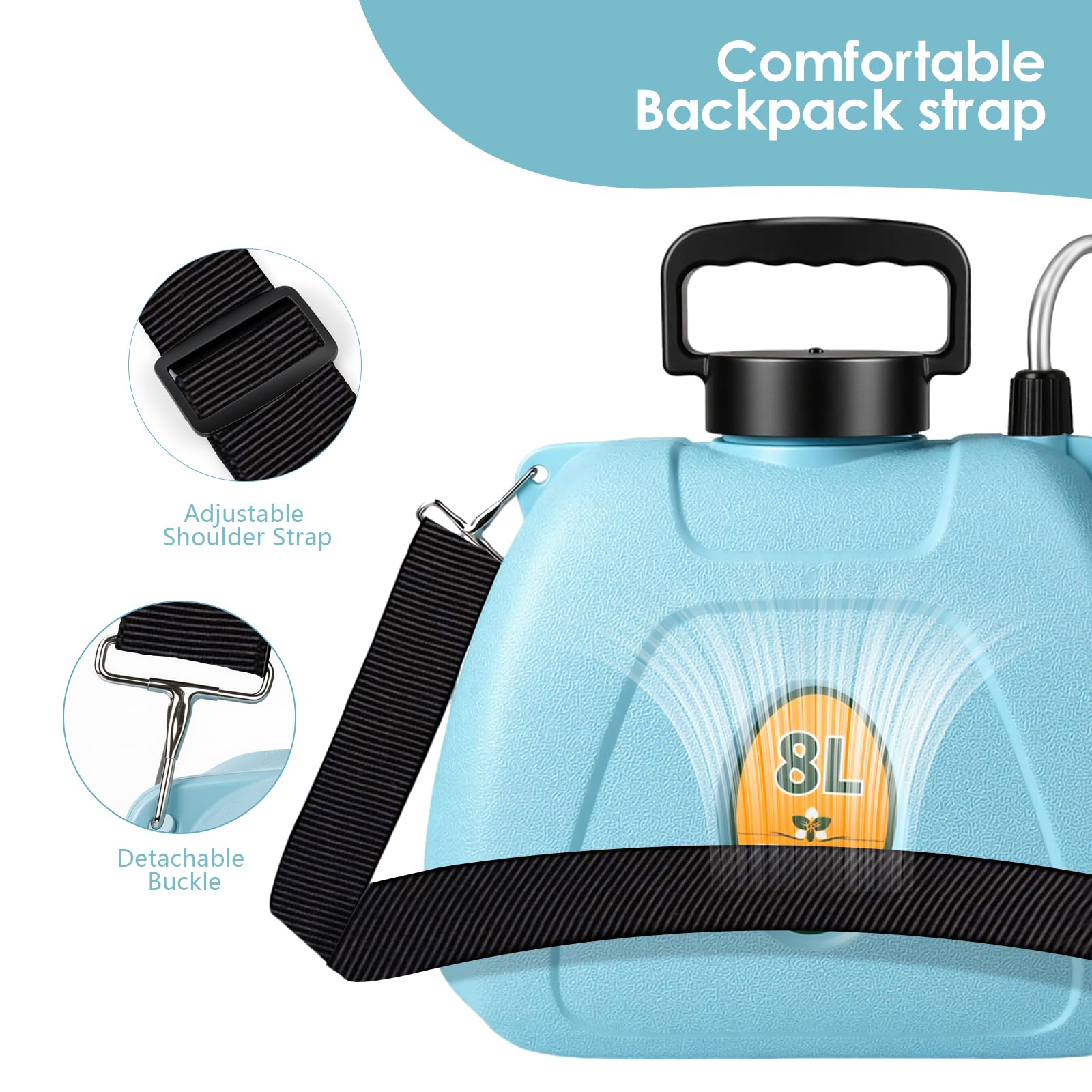 Dyale sprayer adjustable shoulder strap improves balance during long sessions.