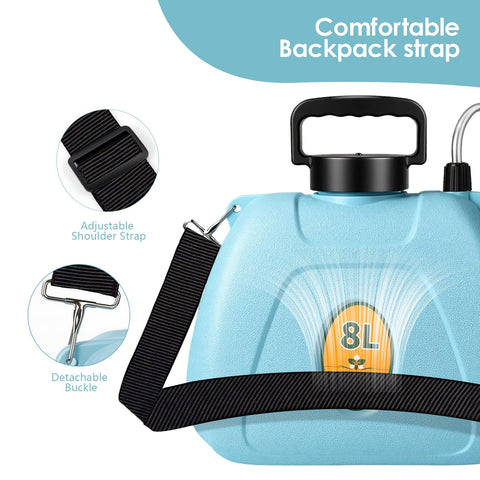 Dyale sprayer adjustable shoulder strap improves balance during long sessions.