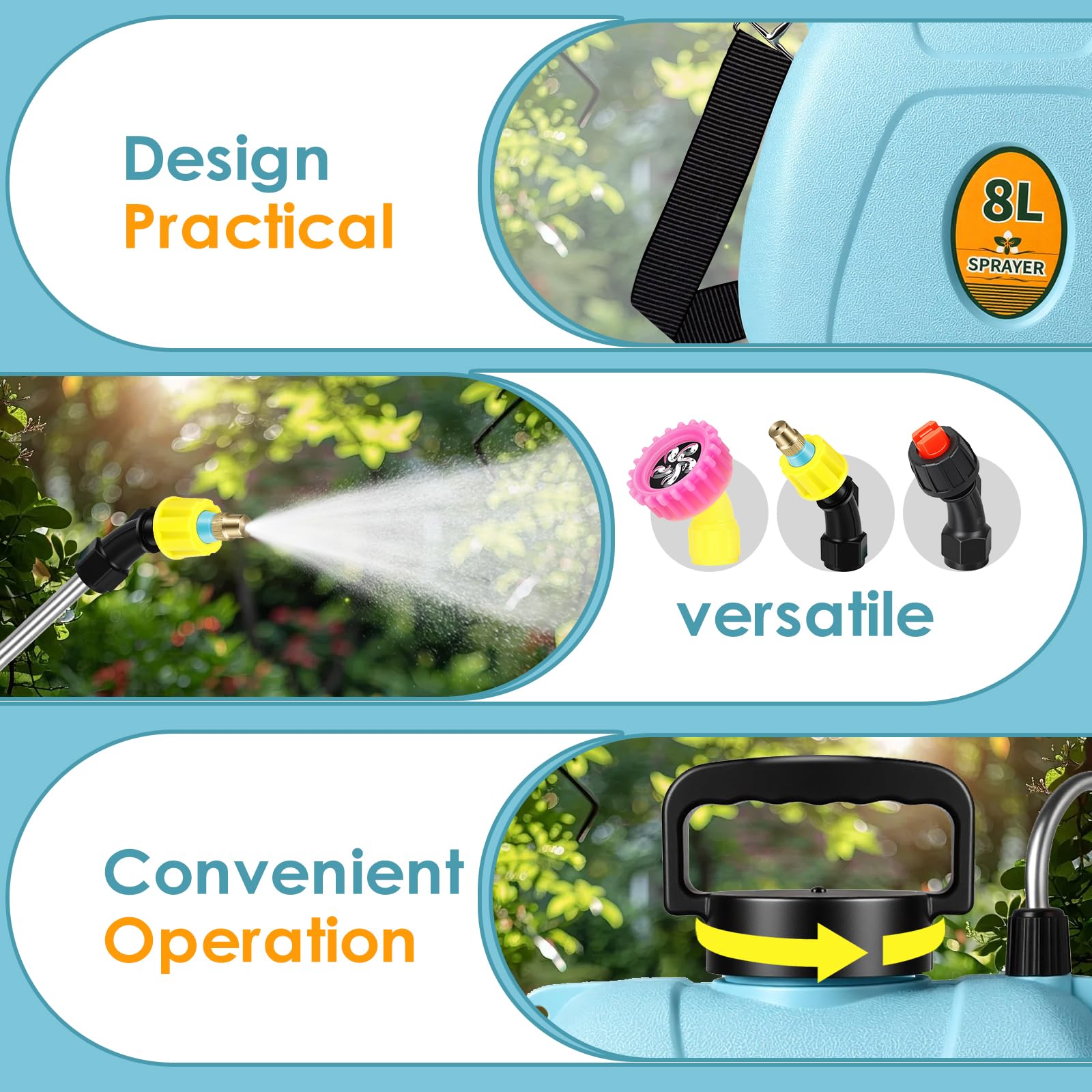Dyale sprayer telescopic wand extends reach to tall plants and hard-to-reach spots.