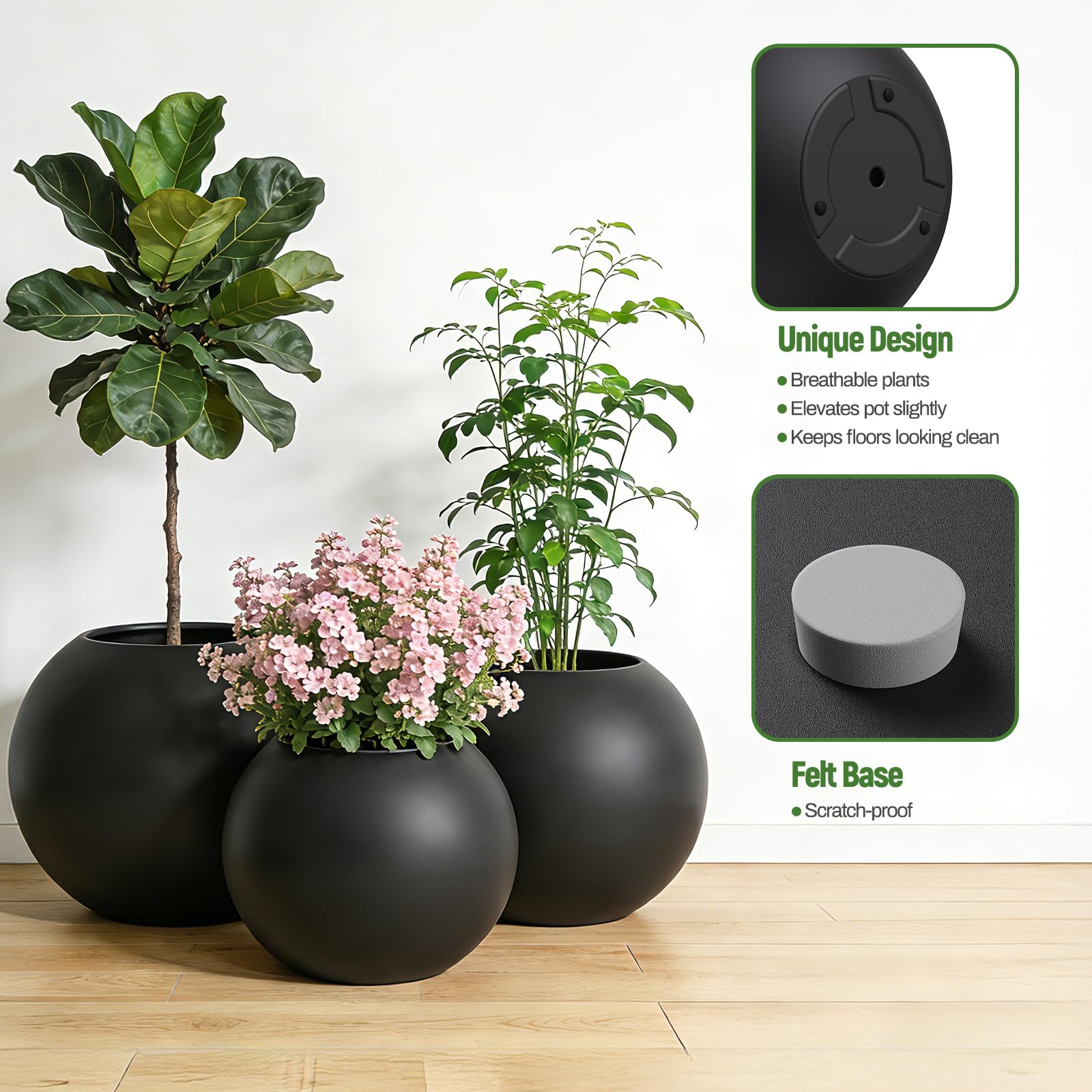 DYCYRQ durable lightweight fiberstone planter that's easy to move.