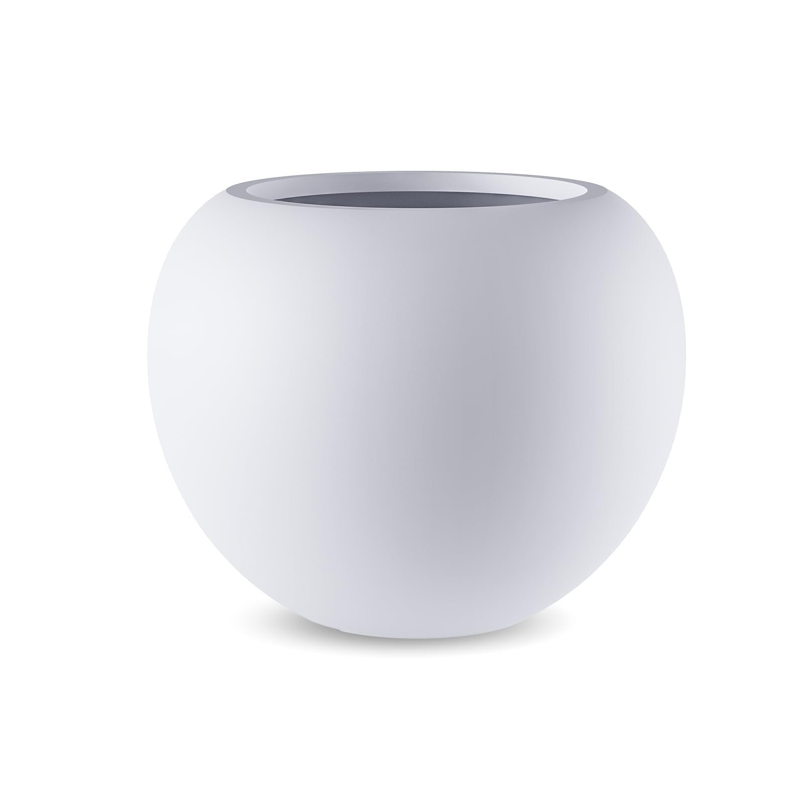 DYCYRQ round fiberstone planter with 17-inch diameter in white, lightweight and durable for easy relocation.