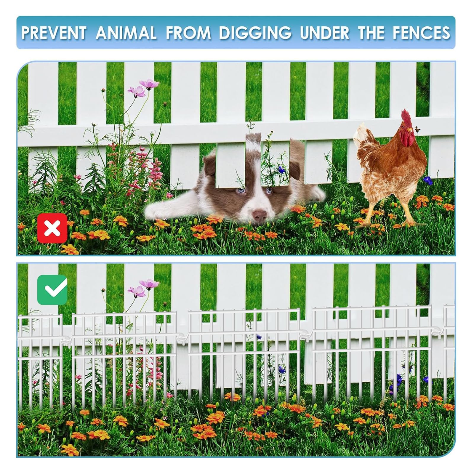 Dyemair 1-44in gap decorative fence prevents escape and marks garden edges