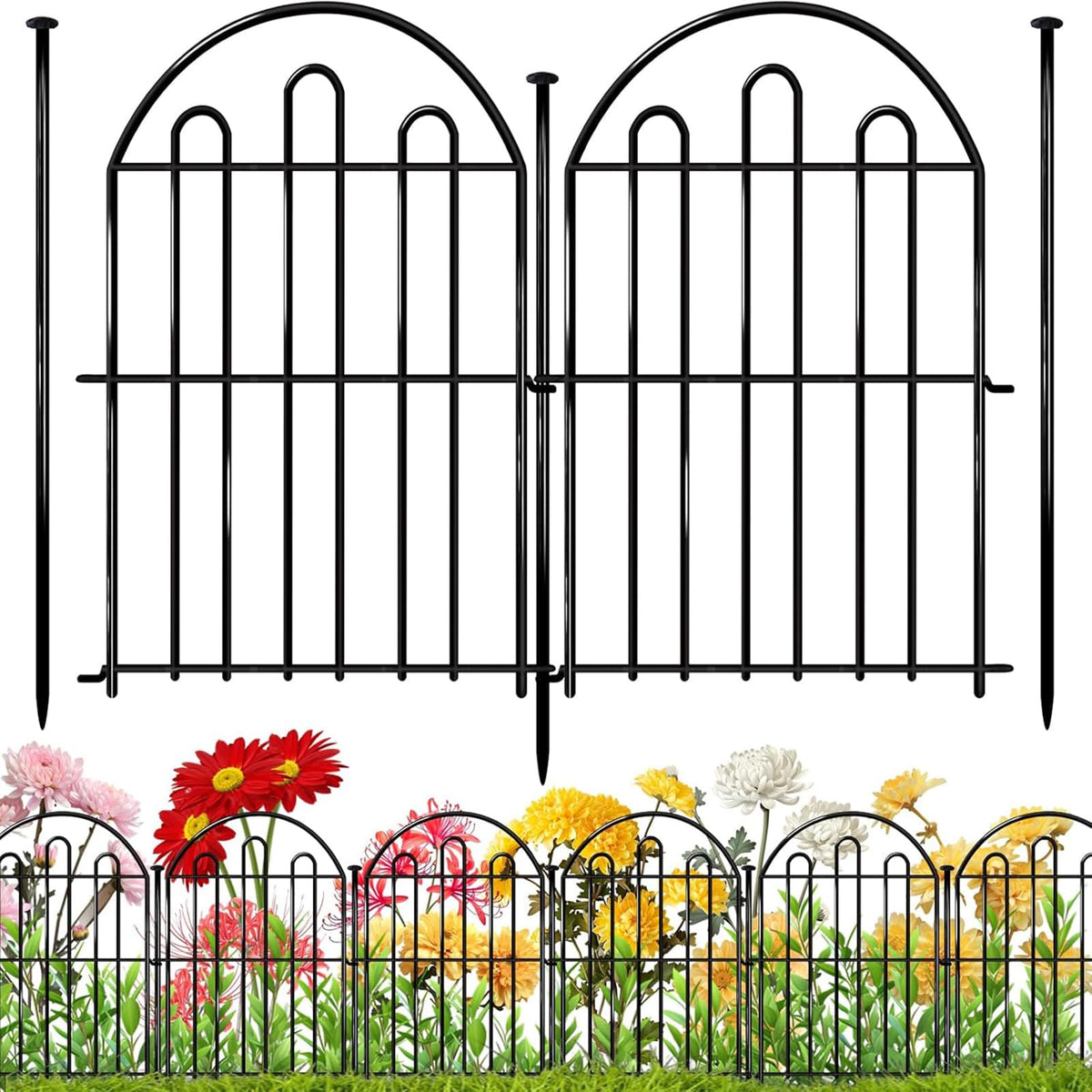 Dyemair arch garden fence panel marks a clean border for flower beds.