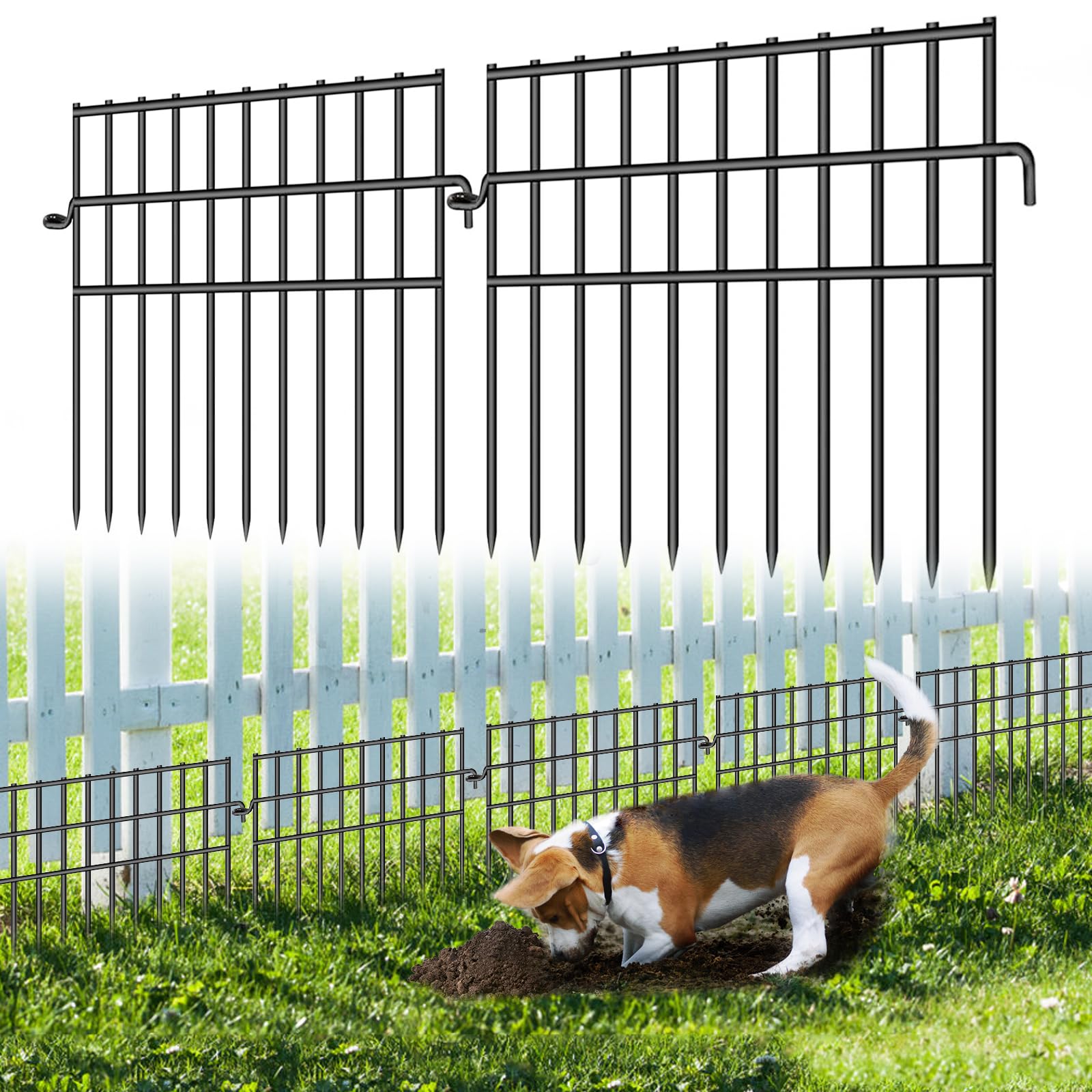Dyemair garden barrier fence set showing 17ft length for yard protection
