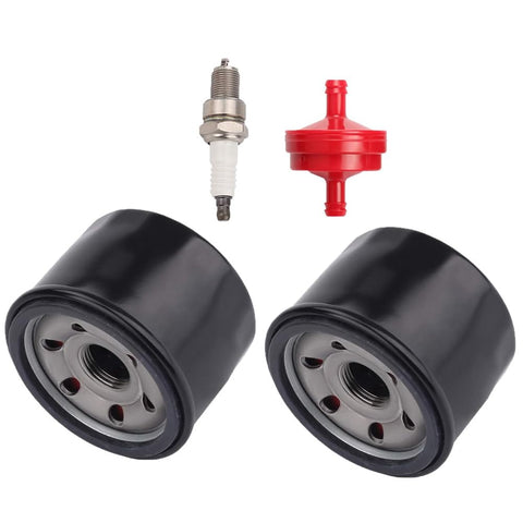 Dylawnio oil filter two-pack shown, compatible with Cub Cadet engines.