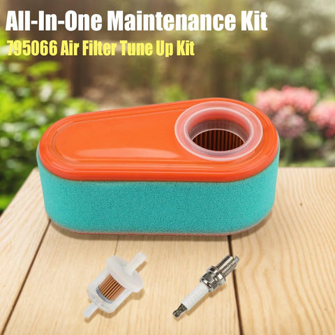 Dylawnio tune-up kit components laid out for mower maintenance